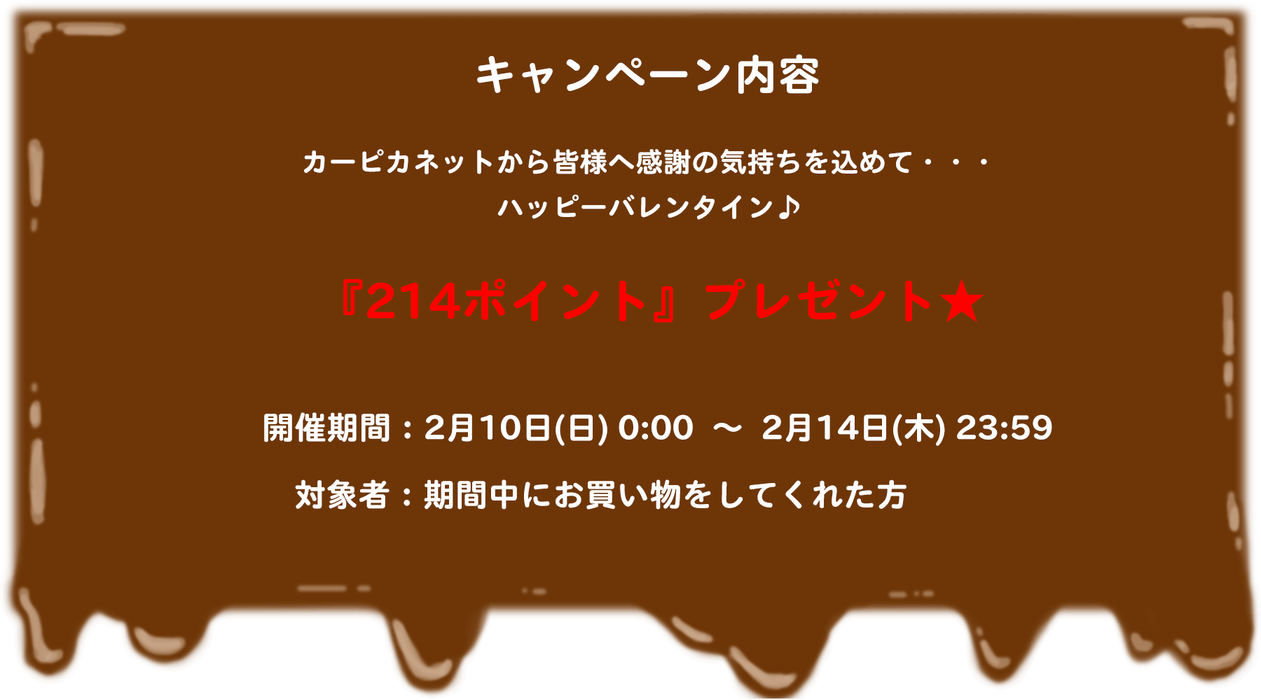 キャンペーン内容214ポイントプレゼント