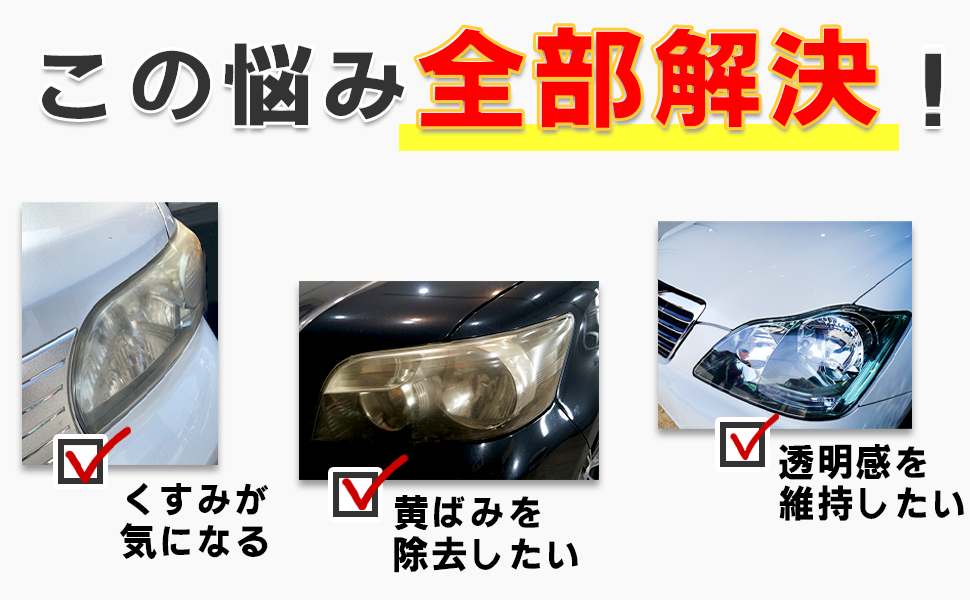 ヘッドライト黄ばみ取り&対策セット